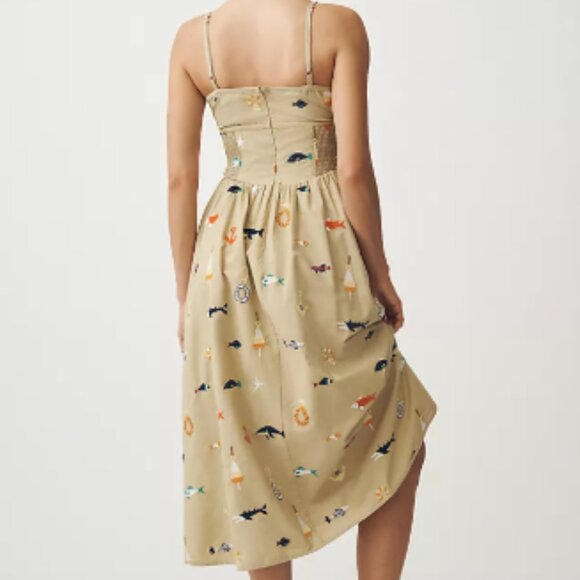 NWT ANTHROPOLOGIE X MAEVE Sleeveless Square-Neck Drop-Waist Midi Dress - Picture 2 of 3